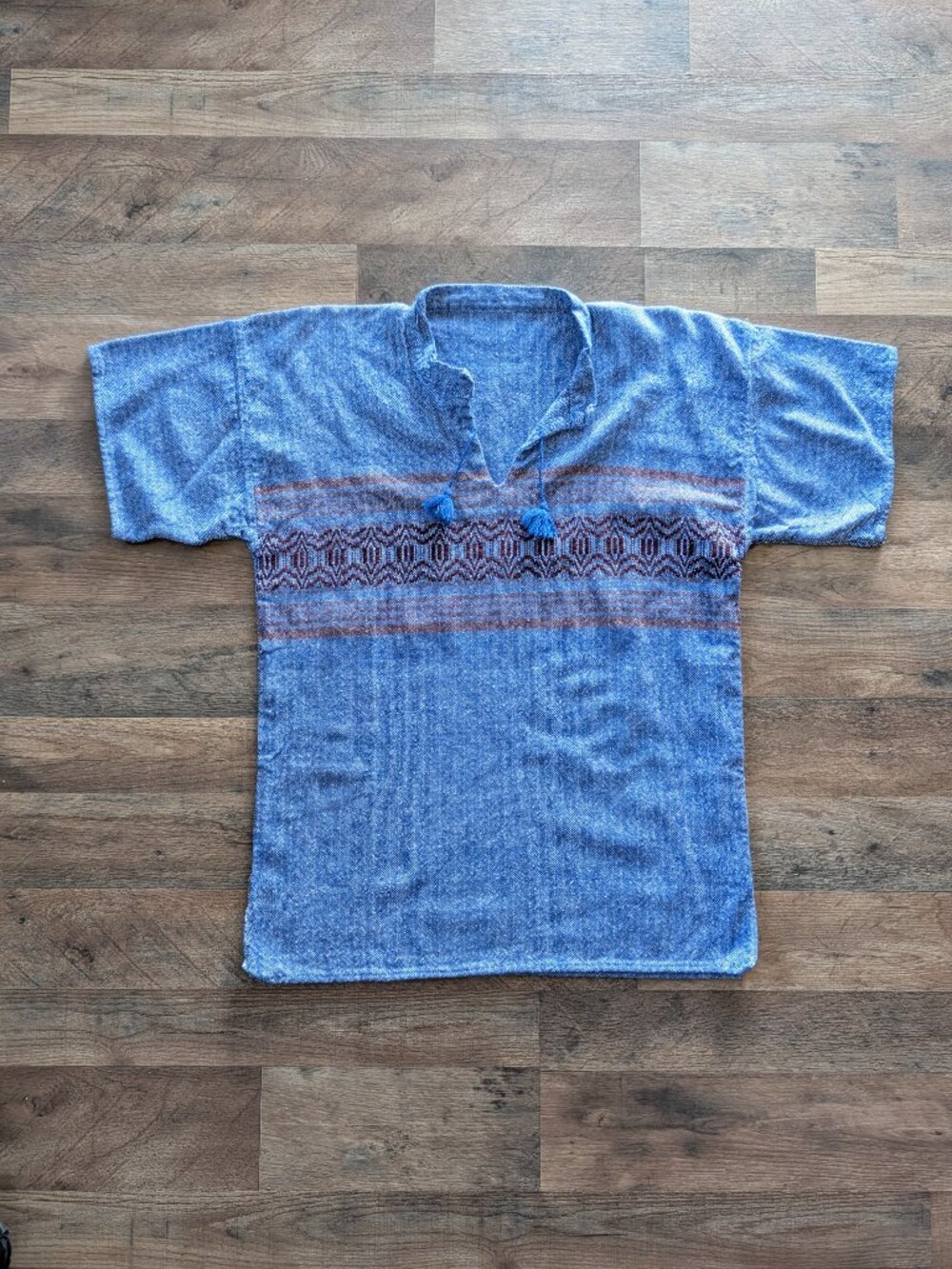 Men's Blue Woven Top - Made in Oaxaca M-L